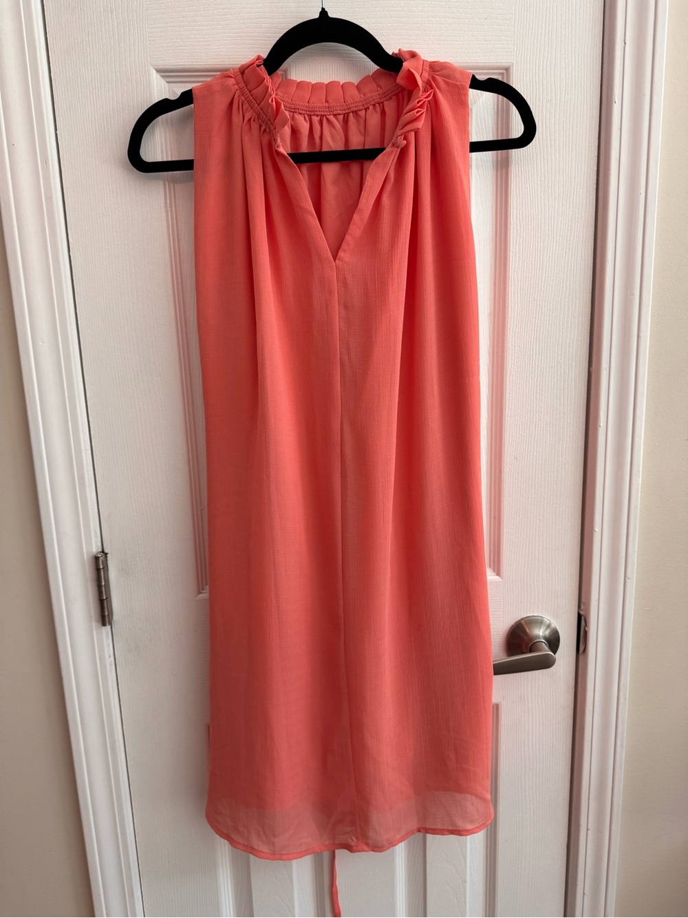 PINCH Pink Ruffle Neck Tie Back Dress w/ Pockets Size Small